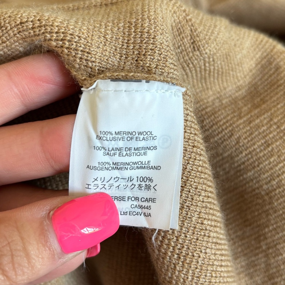 J.Crew Open-Front Sweater-Blazer 100% Merino Wool Tan Size Medium - Picture 9 of 9